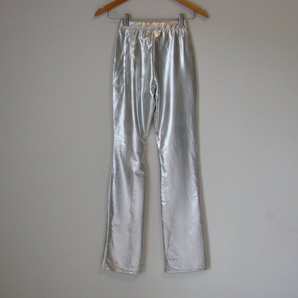 Fashion Nova Silver Metallic Pants Your Wildest Dreams Club Party NEW NWT XS - Picture 10 of 13
